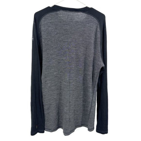 Smartwool Shirt Mens XL Merino Wool Base Layer Sport Long Sleeve Black Gray - Picture 4 of 5